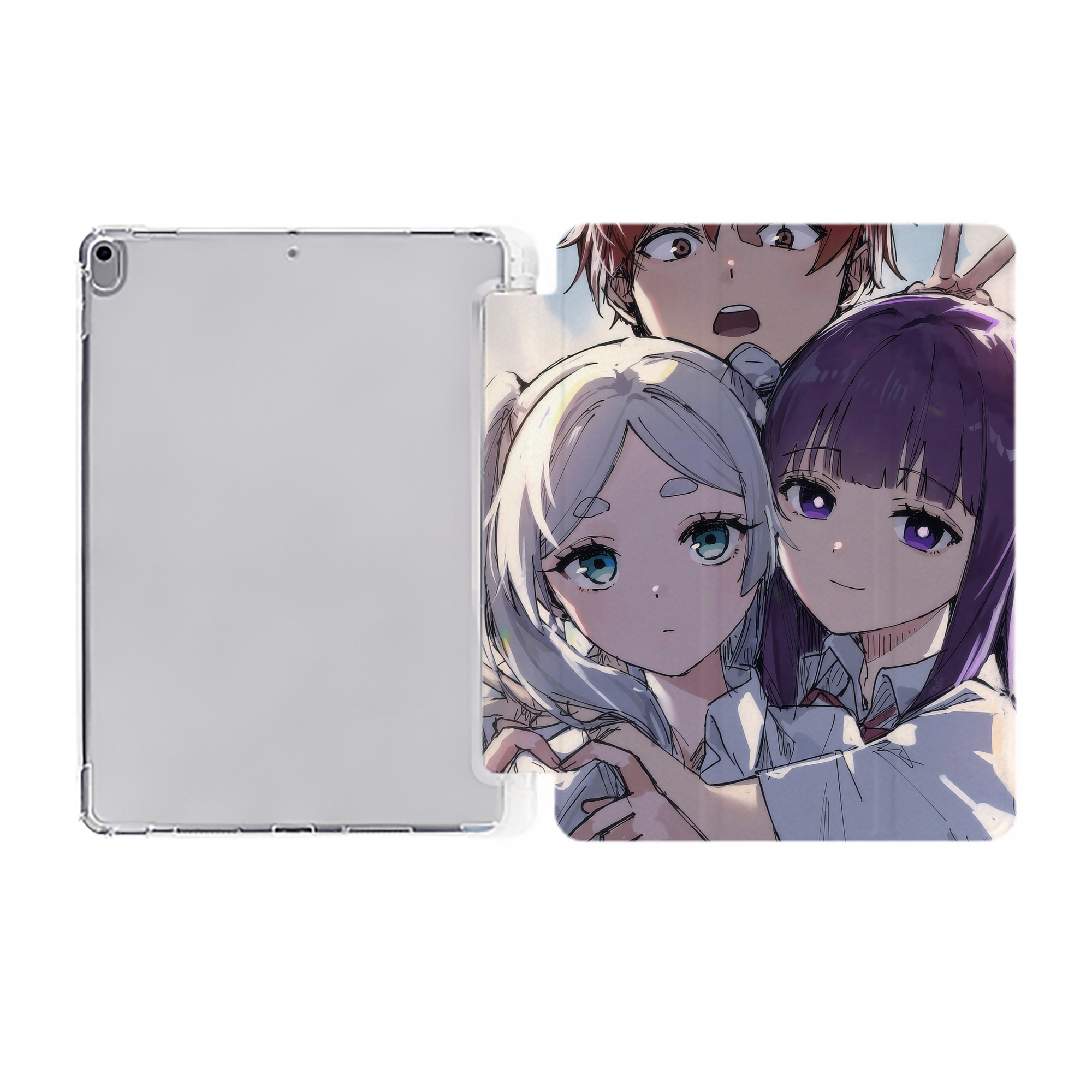 （画像用） 葬送のフリーレン Frieren IPad ケース ペン収納付き 三つ折りスタンド PUレザー×シリコン 対応機種9.5/10.5/10.9インチ